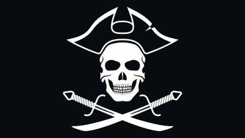 drapeau pirate noir avec tête de mort et sabres vecteur