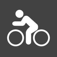 icône inversée de glyphe de personne cycliste vecteur