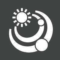 icône inversée du glyphe du soleil et des planètes vecteur