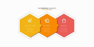 modèle de conception de chronologie d'infographie d'entreprise avec 3 étapes et informations sur les options. vecteur premium avec signe ou symbole modifiable. vecteur eps10