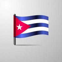 cuba agitant le vecteur de conception de drapeau brillant