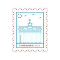porte de brandebourg timbre-poste illustration vectorielle de style ligne bleue et rouge vecteur