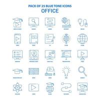 pack d'icônes de ton bleu de bureau 25 jeux d'icônes vecteur