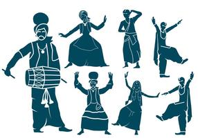 Punjabi Dancers Silhouettes vecteur