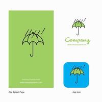 pluie et parapluie icône de l'application logo et conception de la page de garde éléments de conception de l'application commerciale créative vecteur