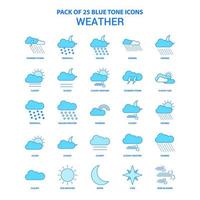 pack d'icônes de ton bleu météo 25 jeux d'icônes vecteur