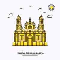 cathédrale primatiale bogota monument affiche modèle monde voyage jaune illustration fond dans le style de ligne avec beauté nature scène vecteur