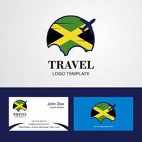 conception du logo et de la carte de visite du drapeau de la jamaïque de voyage vecteur