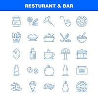 icône de ligne de restaurant et de bar pour l'impression web et kit uxui mobile tel que morceau de nourriture pizza manger repas de nourriture pomme de terre manger pictogramme pack vecteur