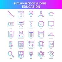 25 pack d'icônes d'éducation futuro bleu et rose vecteur