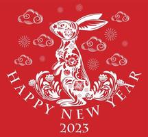 bonne année 2023 année du lapin vecteur