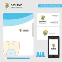 couverture de fichier de logo d'entreprise protégée carte de visite et illustration vectorielle de conception d'application mobile vecteur