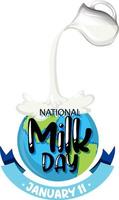 icône de janvier de la journée nationale du lait vecteur
