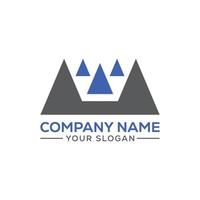 concept de conception de logo pyramide silhouettes gris foncé et bleu vecteur
