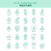 25 jeu d'icônes météo vertes vecteur