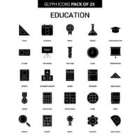 jeu d'icônes vectorielles de glyphe d'éducation vecteur