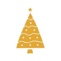 illustration de silhouette or sapin de noël plat dessiné à la main vecteur