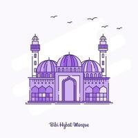 Bibi hybat mosquée monument violet ligne pointillée ligne d'horizon illustration vectorielle vecteur
