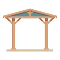 abri pergola icône vecteur de dessin animé. terrasse en bois