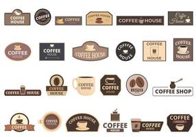 les icônes de l'enseigne du café définissent le vecteur de dessin animé. café