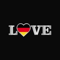 typographie d'amour avec le vecteur de conception du drapeau allemand