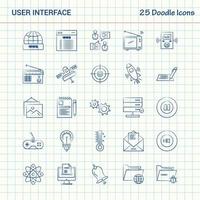 interface utilisateur 25 icônes doodle ensemble d'icônes commerciales dessinées à la main vecteur