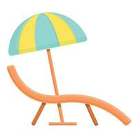 icône de parapluie de chaise de parc aquatique, style cartoon vecteur