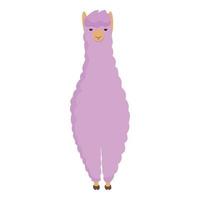 vecteur de dessin animé d'icône de lama violet. animal mignon
