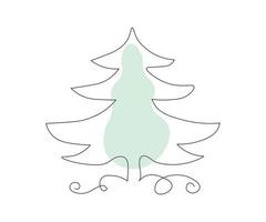 arbre de noël dessiné à la main dans le style d'un dessin au trait, minimalisme vecteur