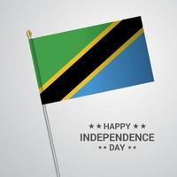 conception typographique de la fête de l'indépendance de la tanzanie avec vecteur de drapeau