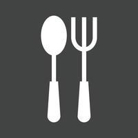 icône inversée de glyphe cuillère et fourchette vecteur