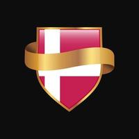 vecteur de conception d'insigne d'or drapeau danemark