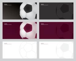 ensemble de ballon de football d'illustration vectorielle 3d avec espace vide. tournoi de football, football, modèle de fond de concept d'affiche de sport. vecteur