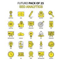 seo analytics icon set futuro jaune dernier pack d'icônes de conception vecteur