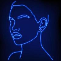 silhouette néon d'une fille. illustration vectorielle. vecteur