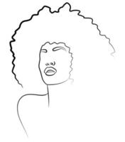 le visage est une ligne. une femme africaine dans une coiffe traditionnelle. vecteur