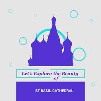 explorons la beauté de la cathédrale saint-basile de moscou, en russie, des monuments nationaux vecteur