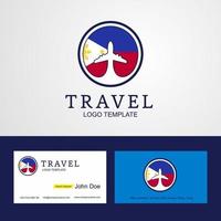conception de logo et de carte de visite de drapeau de cercle créatif de voyage aux phillipines vecteur