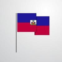 vecteur de conception de drapeau agitant haïti