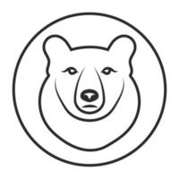 arrondi l'icône de vecteur d'art de ligne d'ours grizzli ou d'ours polaire pour les applications et le site Web