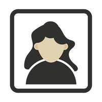 visage de portrait féminin sur cadre photo ou icône de couleur plate selfie photo femme pour application et site web vecteur