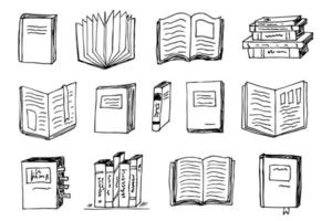 ensemble de cliparts de livre vectoriel. illustration de l'école dessinée à la main. pour l'impression, le web, le design, la décoration, le logo. vecteur