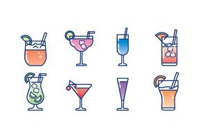 Verre de cocktail Icon Set vecteur