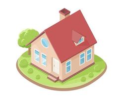 illustration de maison générale chaleureuse de rêve isométrique de maison simple isolée sur fond blanc vecteur