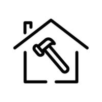 illustration d'icône de ligne de maison avec marteau. adapté à l'icône de rénovation domiciliaire. icône liée à l'immobilier. conception vectorielle simple modifiable. pixel parfait à 32 x 32 vecteur
