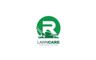 r logo Lawncare pour l'entreprise de marque. illustration vectorielle de modèle de tondeuse pour votre marque. vecteur