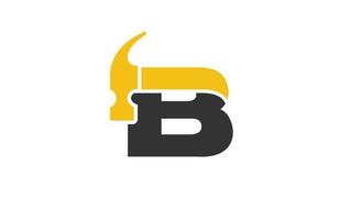 b vecteur de construction de logo pour entreprise de menuiserie. illustration vectorielle de modèle de marteau de lettre initiale pour votre marque.