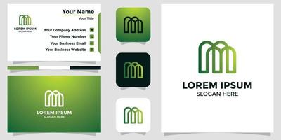 lettre m design logo et carte de marque vecteur