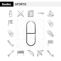 icône de sport dessiné à la main pour l'impression web et le kit uxui mobile tel que l'énergie de la bouteille boisson verte escrime sport épée énergie pictogramme pack vecteur