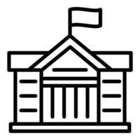 icône de drapeau de palais de justice, style de contour vecteur